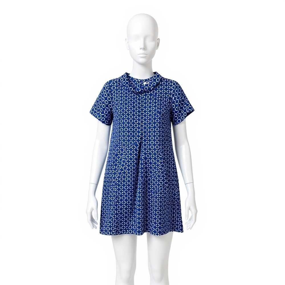 Tyler Boe Kids Dress in Blue and White Pattern